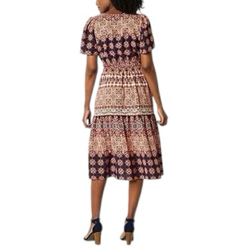 Isabel & Nina Short Sleeve Multi Print Midi Fit + Flare Dress - Picture 2 of 8